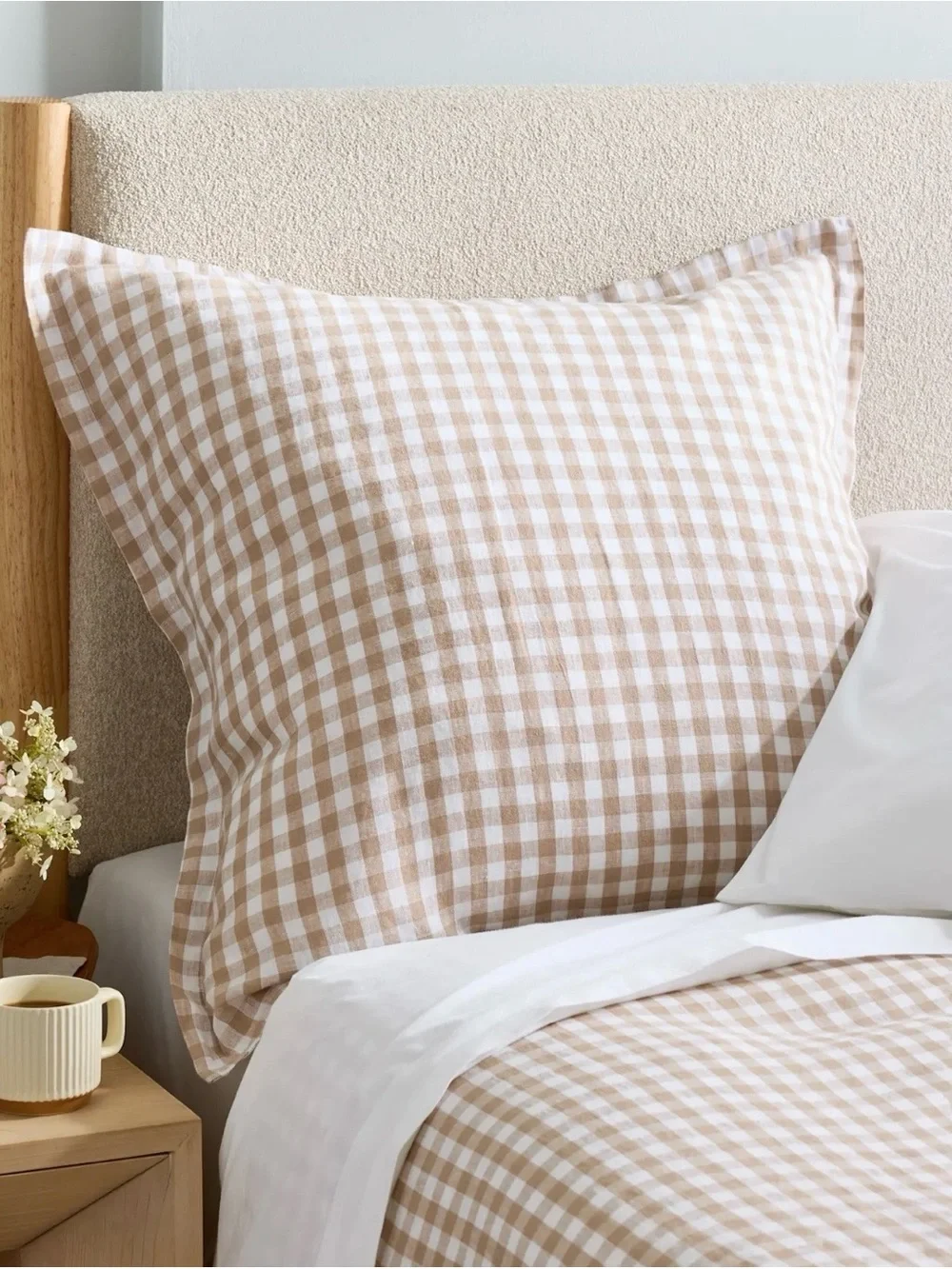 Quince European Linen Gingham Euro Sham Cafe